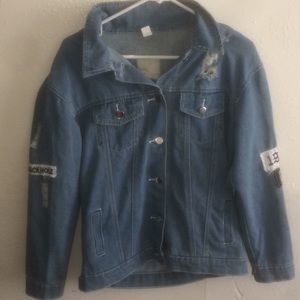 Trendy ripped jean jacket